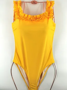 

2020 new solid color bikini bikini suit push-up style yellow