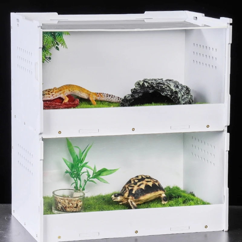 

Reptile Feeding Box Double Layers Breeding Case Acrylic Terrarium Clear Insect Habitat for Mini Pet Lizard Centipede