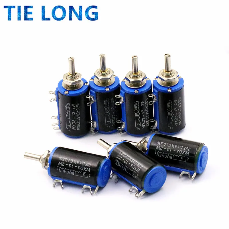 WXD3-13-2W Wirewound Potentiometer Resistance 100R 470R 1K 4.7K 10K 22K 47K 100K&Omega; Ohm Linear Rotary Potentiometer with Knob linear potentiometer rotary potentiometer