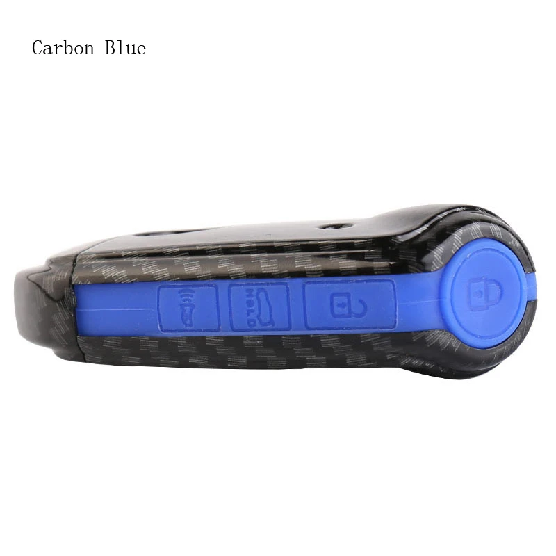 Чехол для ключей kia s из углеродного волокна ABS автомобильный смарт-чехол для ключей брелок для Kia Stinger брелок Авто украшения - Название цвета: carbon blue