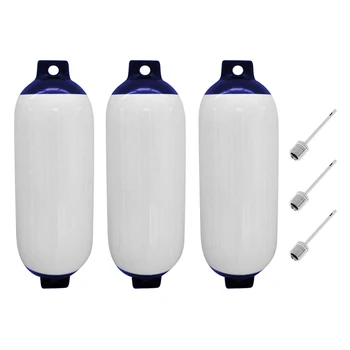 

3pcs Inflatable Marine Boat Fender with Reinforced Eyes UV Protection 11 x 40cm