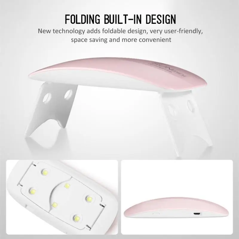 6 Вт мини-лампа для ногтей, светодиодный светильник, белый/розовый магнитный портативный USB кабель, Гель-лак для ногтей, для домашнего использования, для путешествий, сушилка, сделай сам, дизайн ногтей, гелевые инструменты