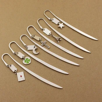 

Retro Zinc Alloy Metal Bookmark Leaf / Star / Moon / Cross Metal Pendant Bookmarks For Books Vintage Page Marker