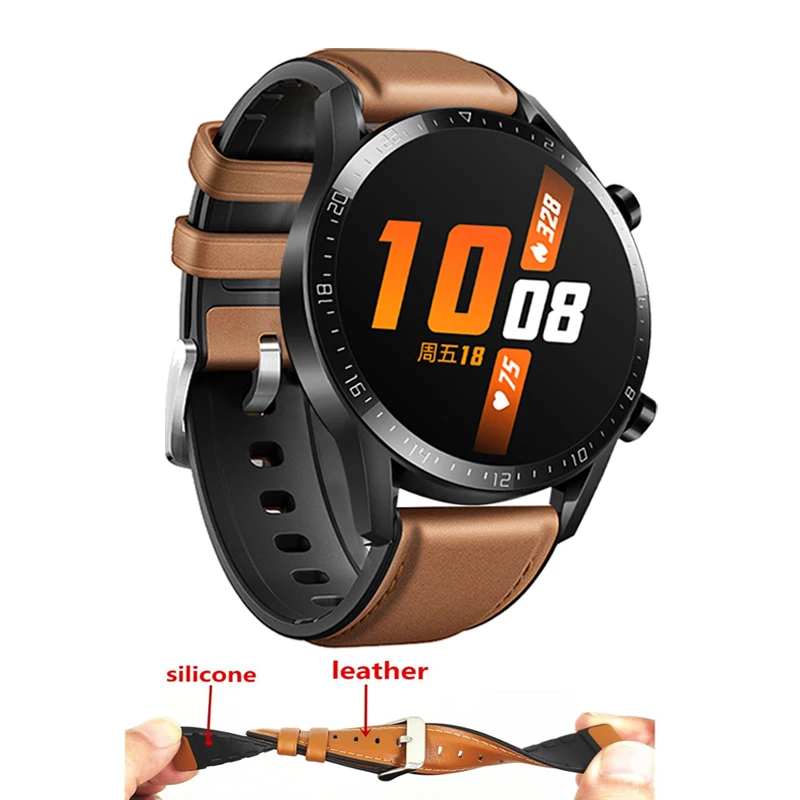 22 мм кожаный ремешок на запястье для Xiaomi Amazfit GTR 47 Stratos 2 2S 3 Pace Band Huawei Watch GT GT2 46 Bands