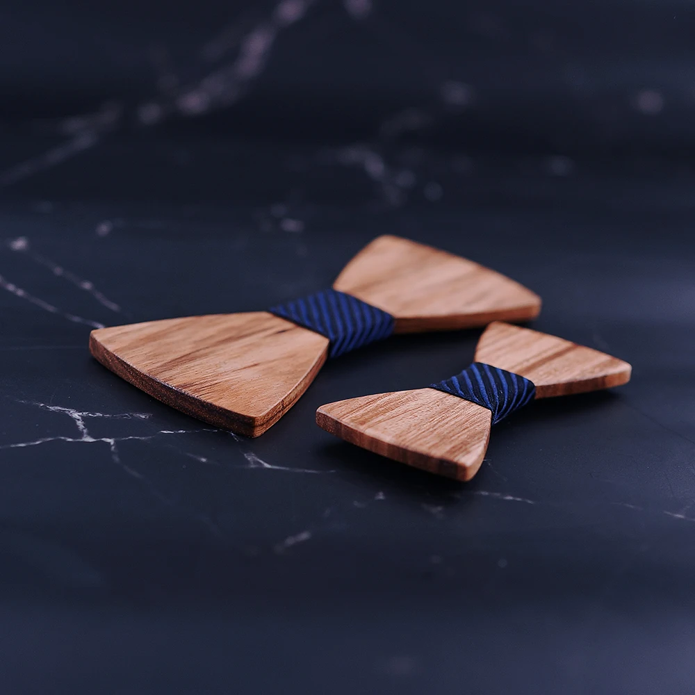 Klassische Kinder-Holzfliege für Jungen und Mädchen, Baby-Fliege, modische Fliege in Zebraholzfarbe, Haustier-Krawatte – Detail 8