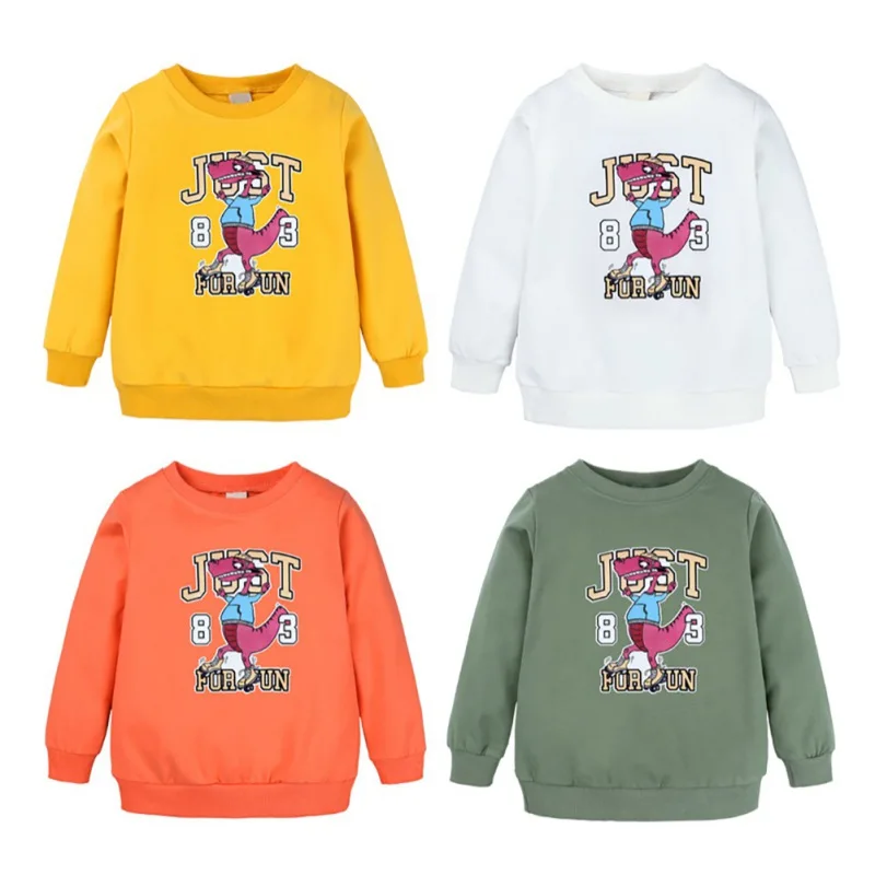 Детский свитер ярких цветов для мальчиков и девочек, пуловер с круглым вырезом, футболка с длинными рукавами и вышивкой Кита, осенне-зимняя блузка