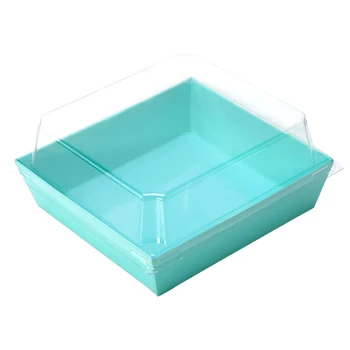 

100pcs Blue Sandwich box space cover food box kraft paper plastic boxes custle cake packing