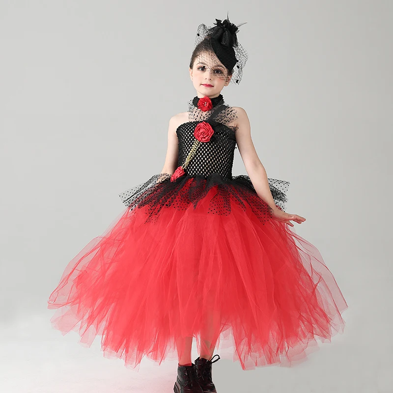 Tea Length Girls Nutcracker Tutu Dress Spanish Chocolate Nutcracker Costume for Kids Ballet Dance Clothes Girls Christmas Dress (3)