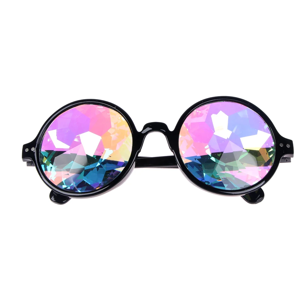 fashion sunglasses Clear Round Glasses Kaleidoscope Eyewears Crystal Lens Party Rave Music Festival Sunglasses Friend Gifts big cat eye sunglasses