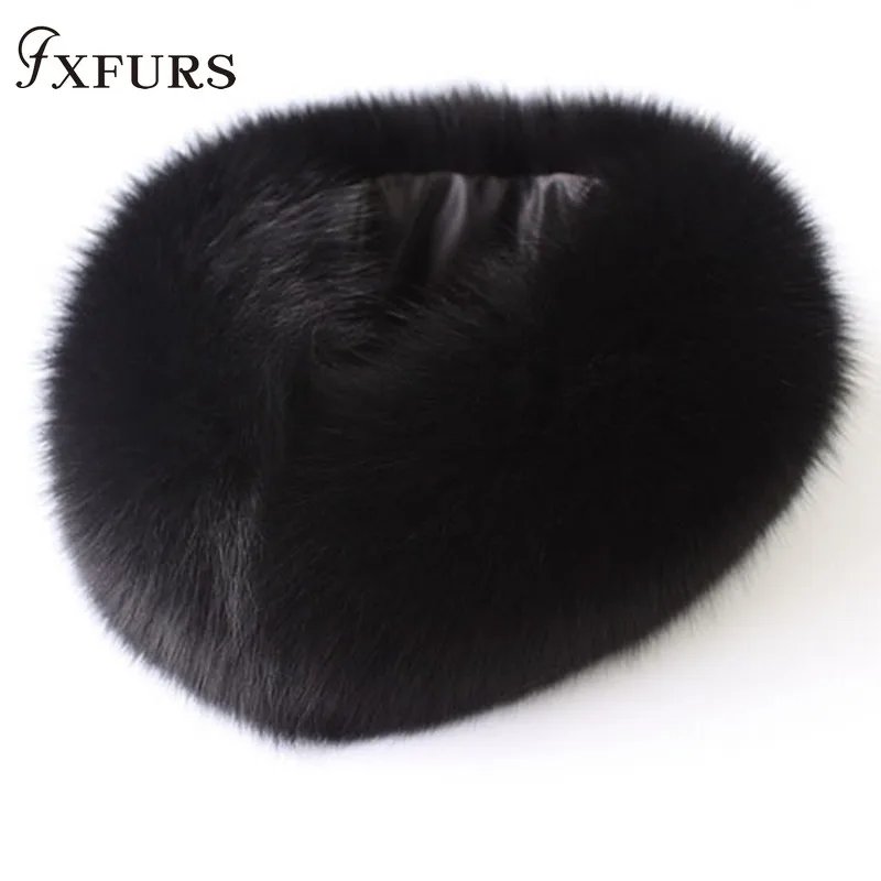 FXFURS, новинка, корейский стиль, женские зимние шарфы из лисьего меха, натуральный мех, с магнитом, легко носить,, воротник из лисьего меха, шарф, кольцо - Цвет: black