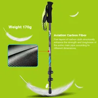 1 Piece 170g Telescopic Folding Walking Stick KODENOR Hiking Trekking Pole Carbon Fiber 3 Section Outer Lock Alpenstock Climbing 2