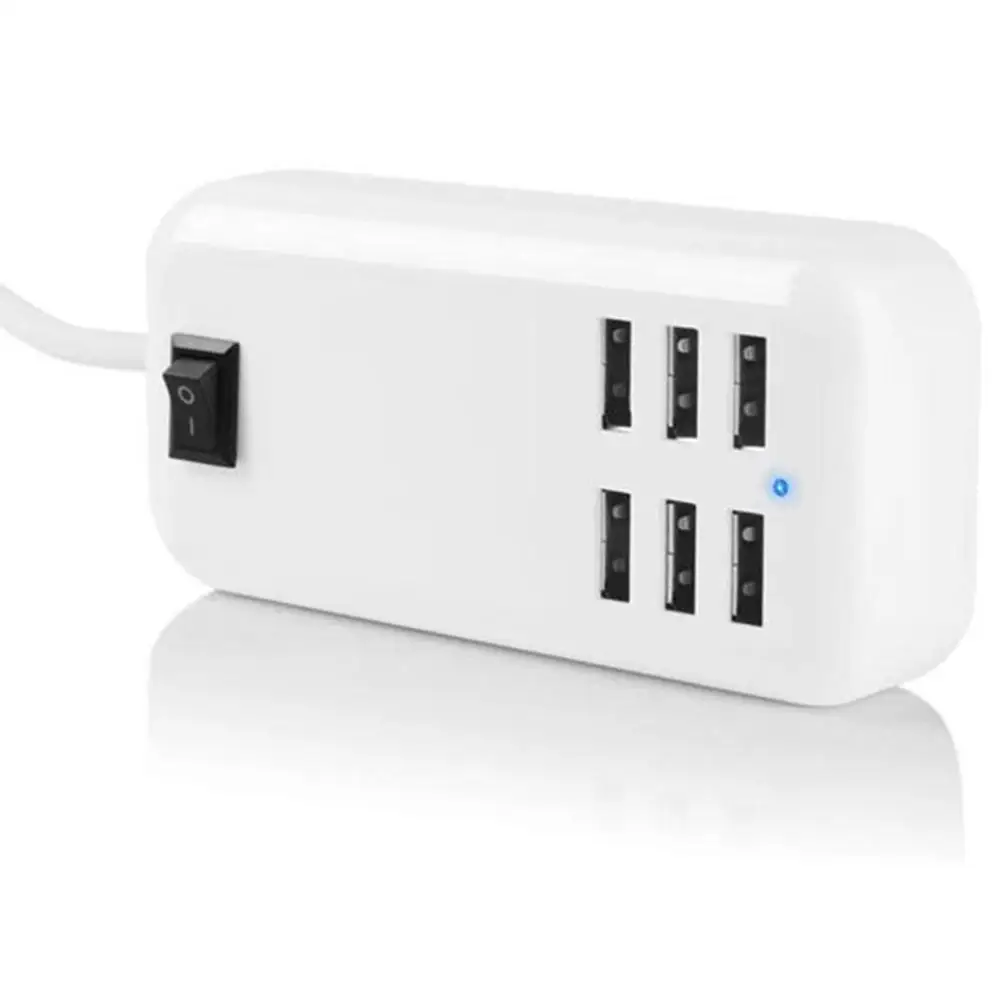 Универсальный портативный кабель-удлинитель с 6 портами usb для быстрого зарядного устройства, зарядное устройство переменного тока для путешествий, для работы и дома, адаптер с вилкой EU/UK/US