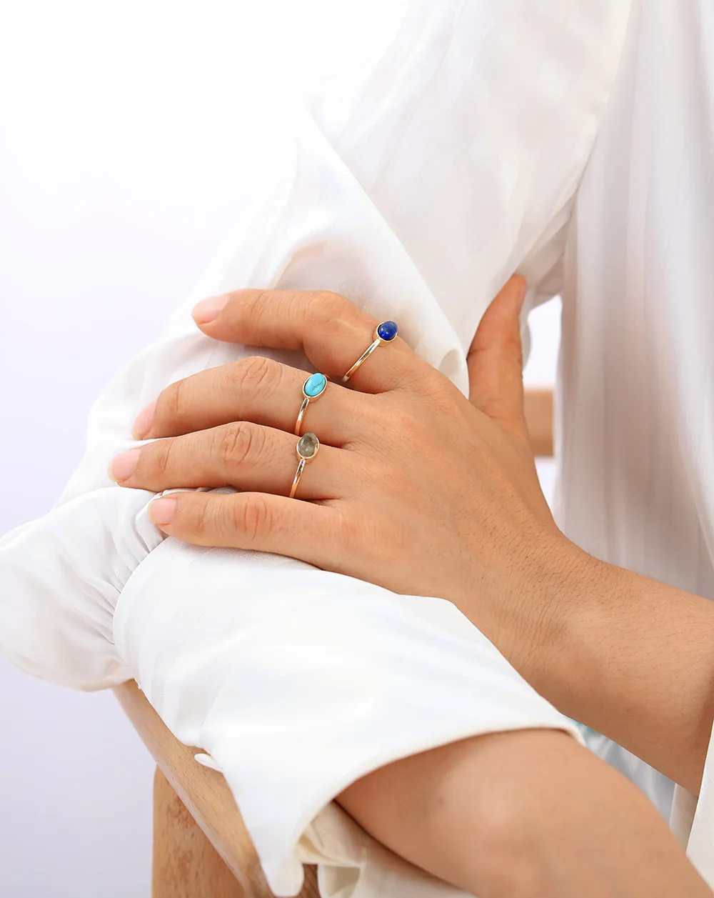 Trendy Luxury Women Classic Finger Rings Modern Cocktail Adjustable Designer Natural Stone Ring Anniversary Holiday Jewelry