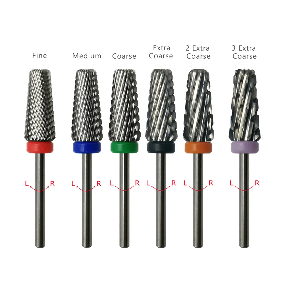 HYTOOS 5 in 1 Nail Drill Bits Tapered Two-Way Carbide Burr Rotary Milling Cutter for Manicure Electric Drills Nails Accessories