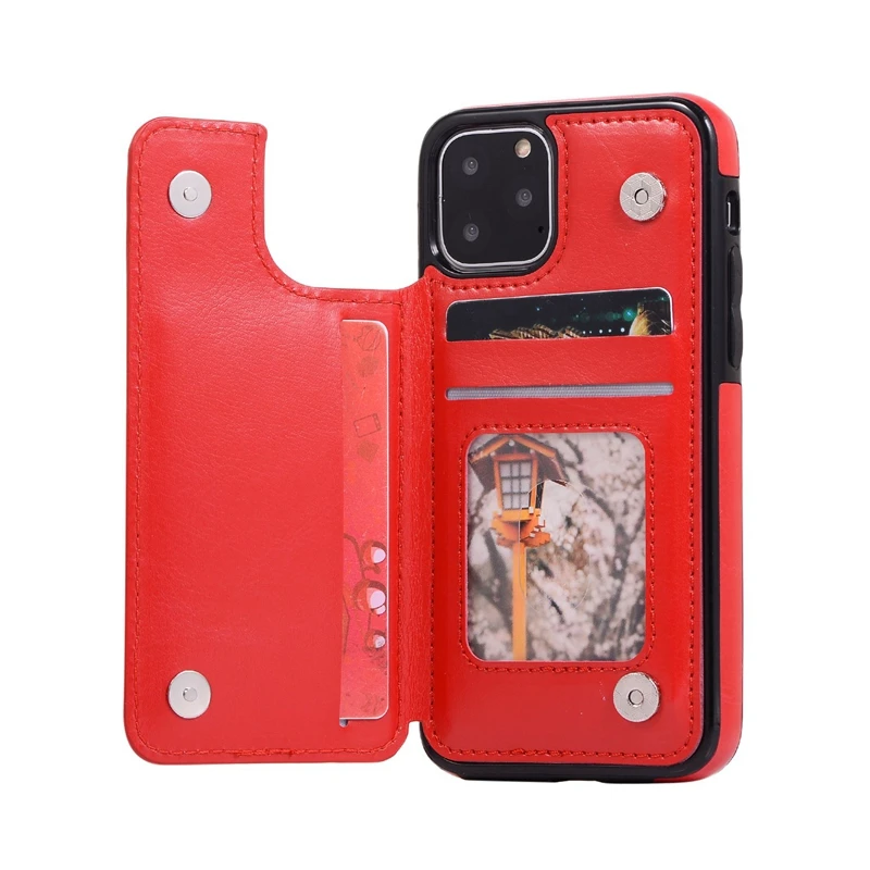 Red Для IPhone 11 Pro Магнитный чехол-бумажник с отделением для карт противоударный откидной Чехол 5,8 дюймов - Цвет: Red