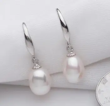 

charming pair of south sea 11-12mm round white pearl earring925s