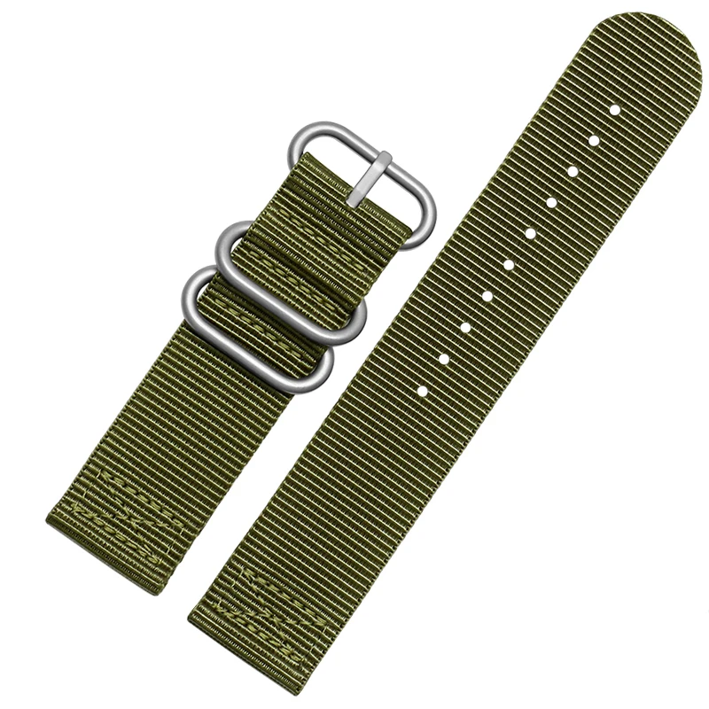 Durable Canvas Nylon Outdoor Sports Watch Strap in Black, Blue, and Army Green