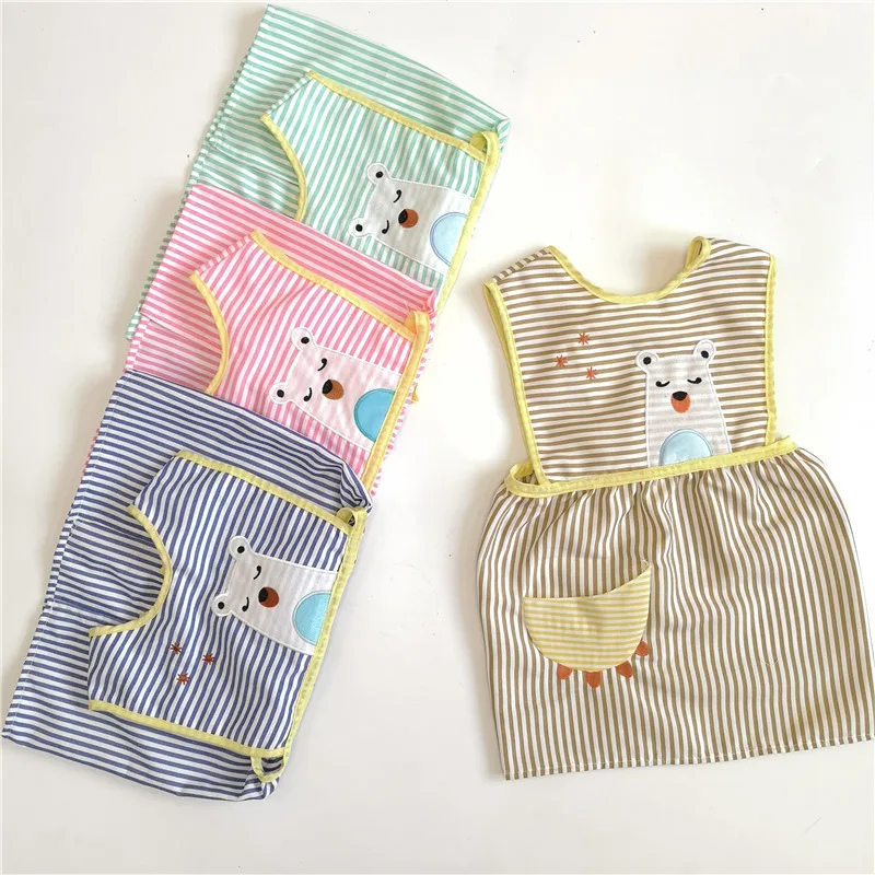 Kids Feeding Aprons Baby Bibs Portable Waterproof Children Apron Cuffs Baby Accessories Cute Cartoon Suit Drink Food Muslin Bib automatic folding water dispenser electric pump usb rechargeable portable drink dispenser for bottle barreled kettle pumps