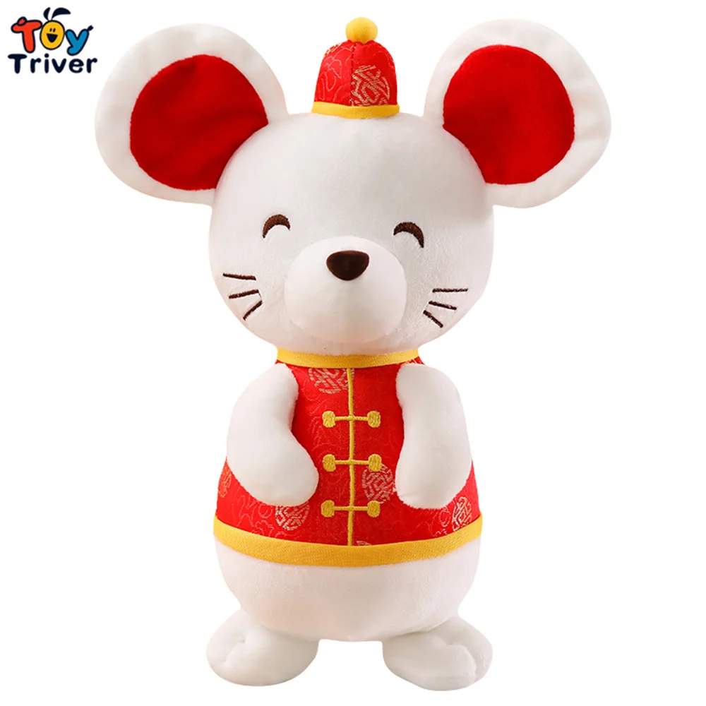 Rat Chinese New Year China Dress Mascot Rat Mouse in Tang Suit Plush Toy Triver Stuffed Doll Party Decoration Birthday Gift