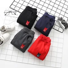 Детская одежда; коллекция года; Детские Модные гимнастические брюки в Корейском стиле; цельные бархатные повседневные брюки с вышитыми буквами