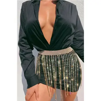 

Sexy Womens Luxury Bling Belt Long Tassel Crystal Chain Waist Band Fringe