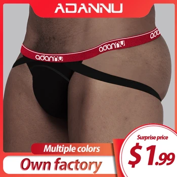 

ADANNU Brand Men Underwear Sexy Gay Jockstrap Men Thong Cotton G-String Cueca Tanga Male Panties Men Underpants Jocks strap AD43