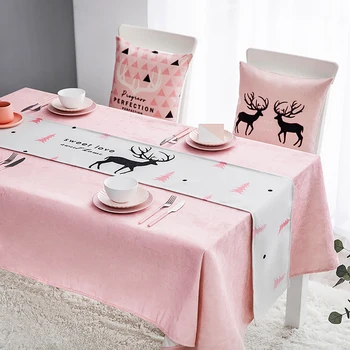

Pink Modern Print Table Runner Geometric Moose Print Simple Runner Table Cloth Home Decoration Dining Room Living Room Decor