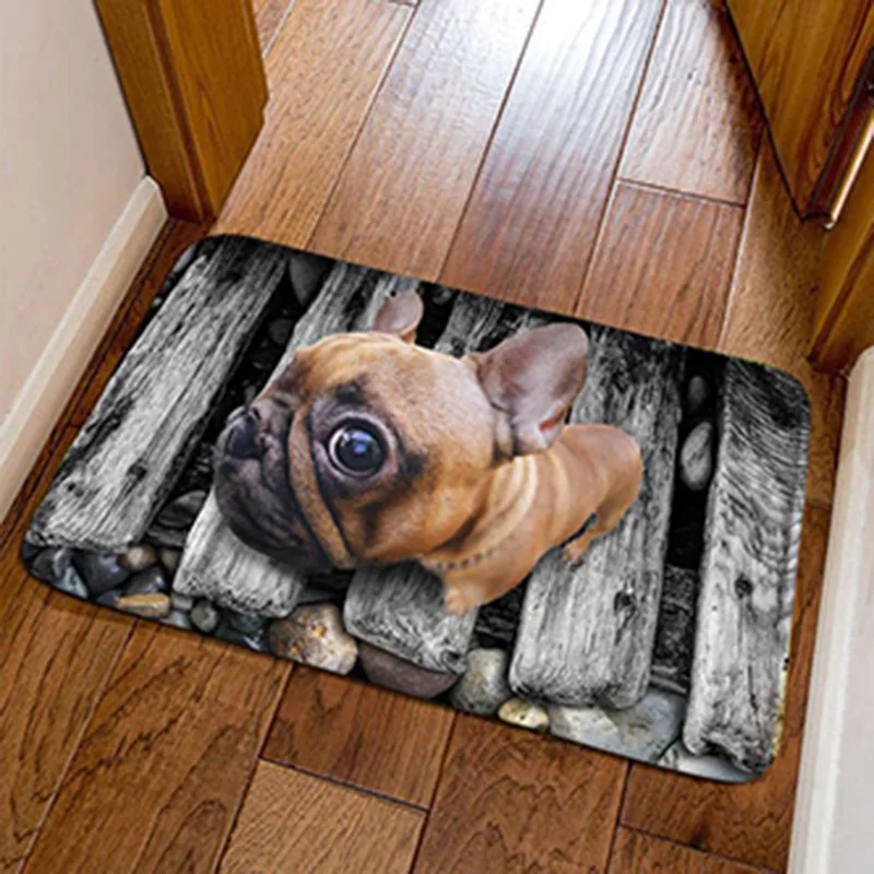  Sholisa Anti Slip Bath Mat Bathroom Carpet Rug Floor 3D Printed Water Absorption Dog Living Room To