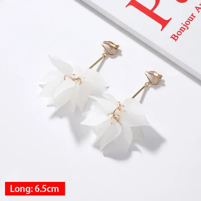 Hot Sale Korean Style Clip on Earrings Geometric Long Ear Clips for Fashion Girl Student Party Prom No Pierced Earring Gift - Окраска металла: 019