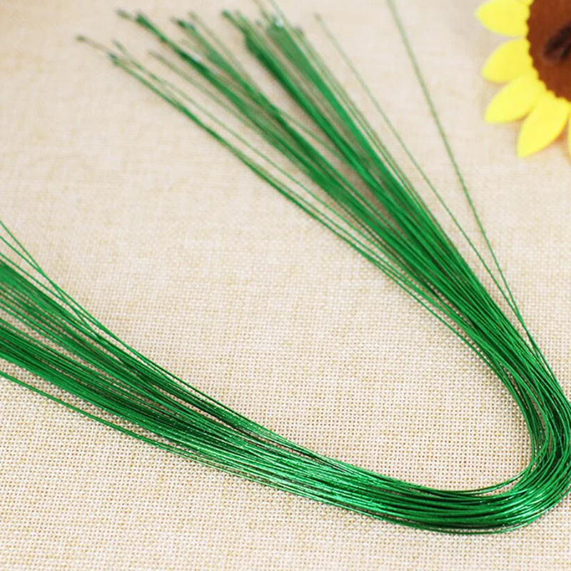 40PCS 40cm Length Paper Coated Green Iron Wires For DIY Nylon Flower / Flower Material Hand-made DIY