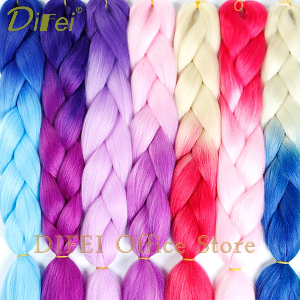 DIFEI 24 дюймов Большие синтетические косы волос 100 г/упак. Kanekalon волос блондинка розовый синие волосы для заплетания расширения крючком волос