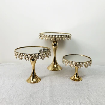 

3pcs/lot pearl cake round tray cupcake set stand cakes decoration