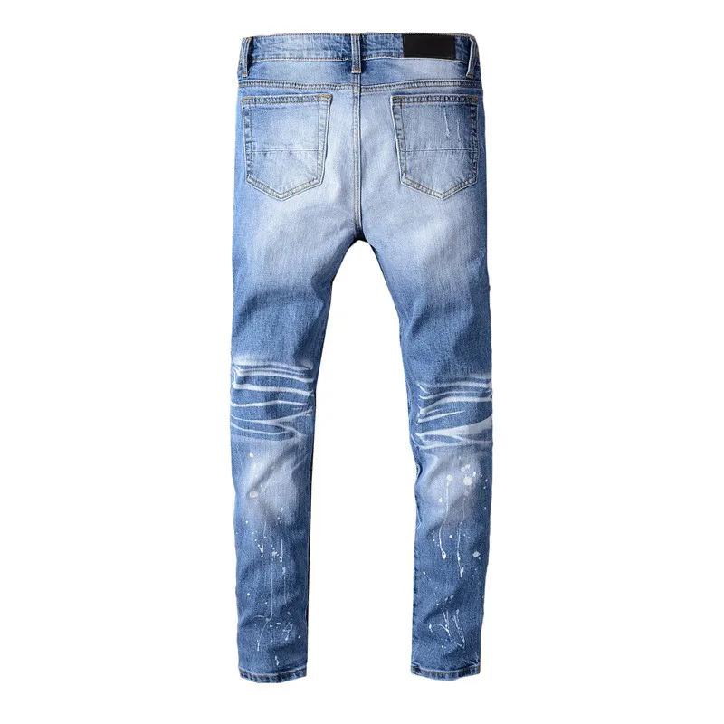 MORUANCLE Для мужчин брендовая Марка NEW FASHION Hi Street рваные джинсы брюки для девочек с большими отверстиями уличная рваные джинсовые брюки с вышивкой; большие Размеры
