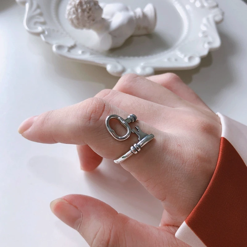 Silvology 925 Ключ из чистого серебра кольца винтажный Креативный дизайн корейский стиль регулируемые кольца для женщин серебряные ювелирные изделия на день рождения