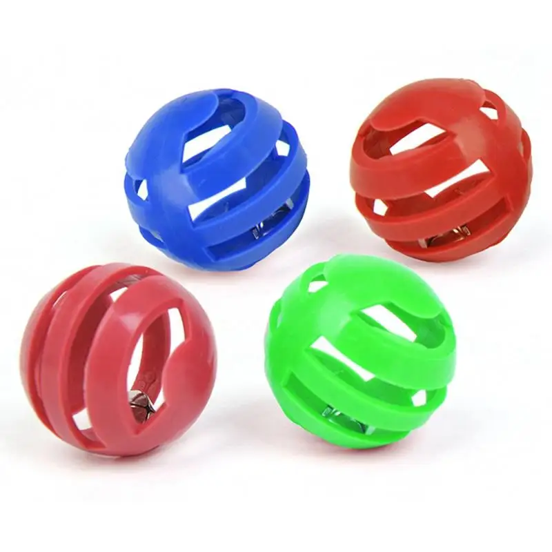 

4PCS Cat Bell Ball Plastic Hollow Out Cat Bell Toy Random Color Cat Toy Ball Cat Interactive Ball Playing Puzzle Toy For Cat