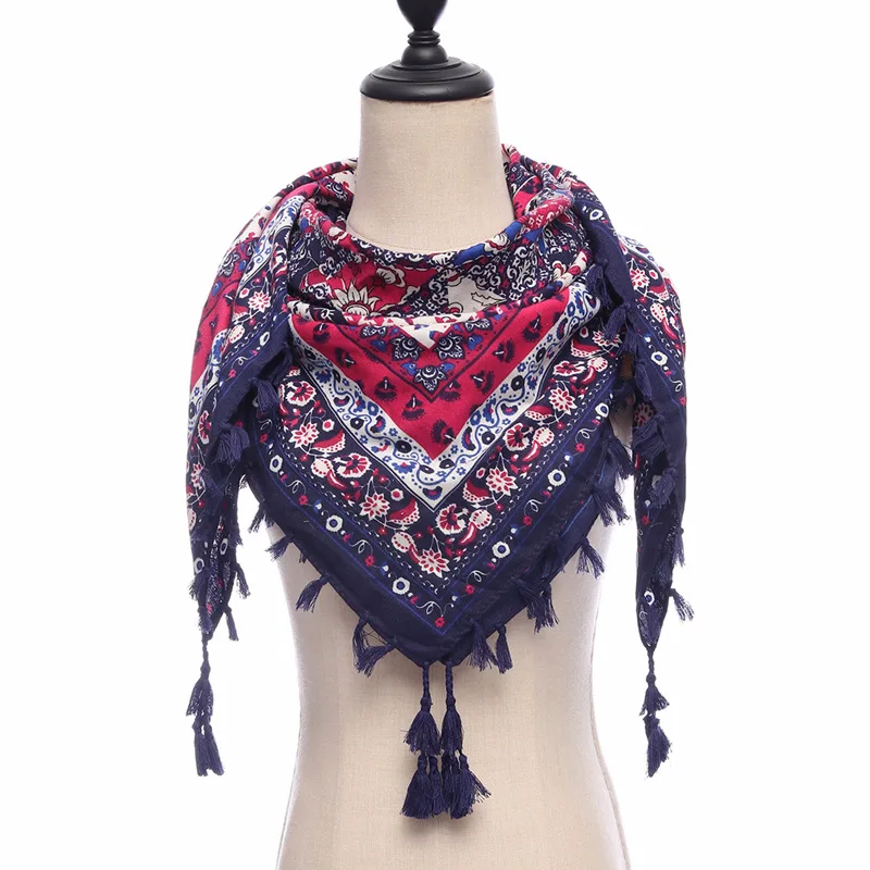 

Hot Sales 2019 Fashion Winter Scarf Shawl Fringed Bohemian Pattern Female Scarves Thickening Soft Bufanda Ladies Square Scarf