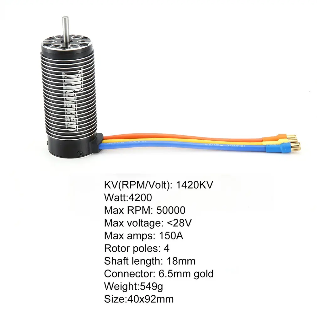 Rocket 4092 1420KV бесщеточный Бессенсорный двигатель 4 полюса Бессенсорный двигатель для 1/8 RC Дрифт гоночный автомобиль модель Запчасти