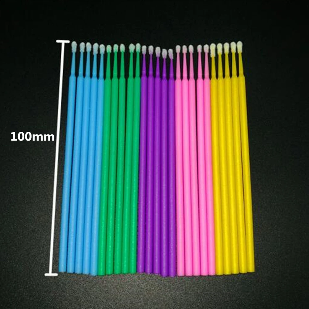 CRISMO 100Pcs Disposable Cotton Swabs Eyelash Brushes Cleaning Swab Eyelashes Extension Lash Remover Tools Micro Mascara Brush