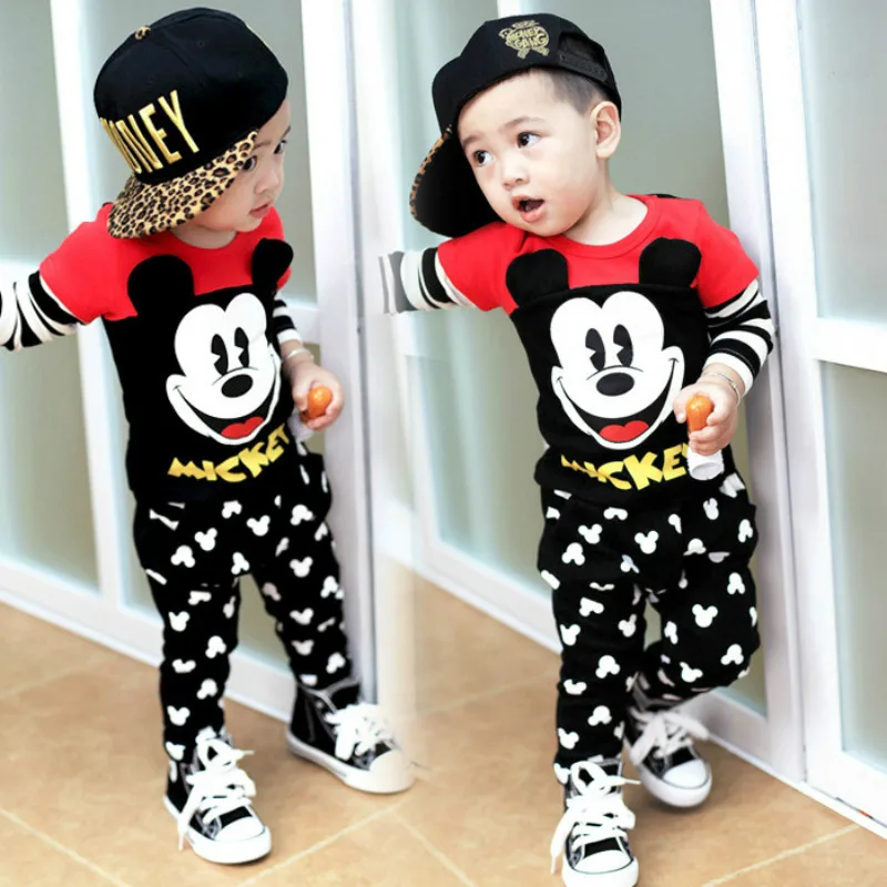 

2019 New Arrival Disney Baby Girl Clothes Spring Autumn Mickey Baby Boy Clothing Set Cotton 2pcs Infant Clothes Kids Clothes