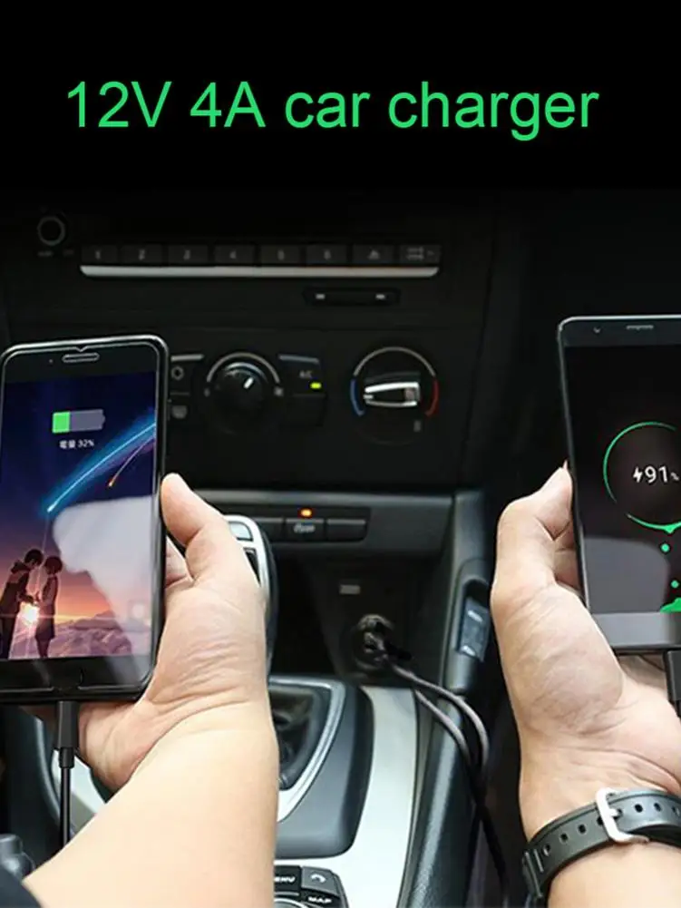 USB Зарядное устройство Автомобильный адаптер 12 В 4A 3-в-1 двойной кабель автомобильный адаптер Зарядное устройство с микро USB Порты и разъёмы разъемы для сотовые телефоны, планшеты