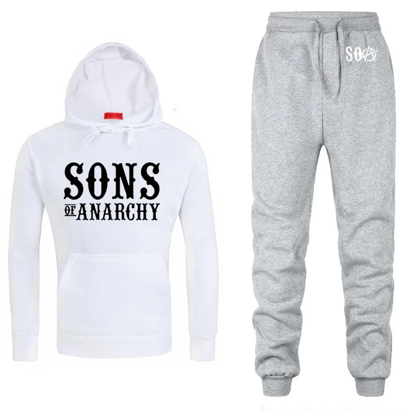 SOA Sons of anarchi/Детские модные толстовки с принтом для мужчин; Повседневная теплая флисовая толстовка в стиле хип-хоп; мужские толстовки с капюшоном и штаны; костюм из 2 предметов - Цвет: 803