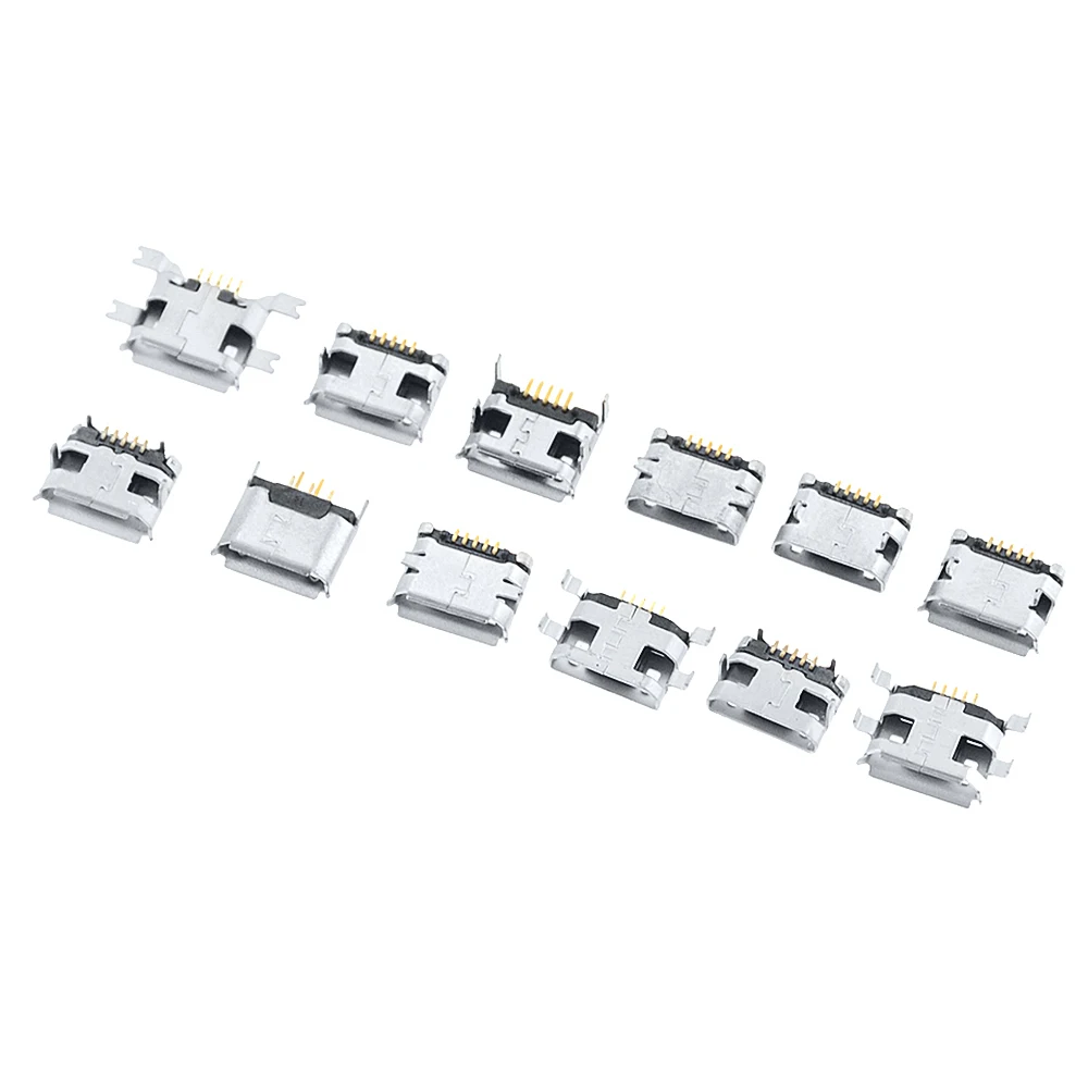 60 шт. 5 контактный разъем SMT разъем Micro usb Тип B Женский размещение 12 моделей SMD Штекерный разъем DIP