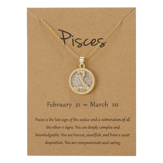 Zodiac Constellations Necklace Geometric Round Pendant Gold Silver Color Chain Necklace Unisex Friendship Jewelry Lover Gifts