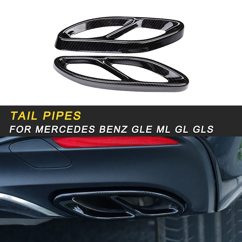 

Car Tail Pipes Exhaust Pipe Frame Cover Trim Sticker Chrome Exterior Accessories For Mercedes Benz GLE ML GL GLS Auto
