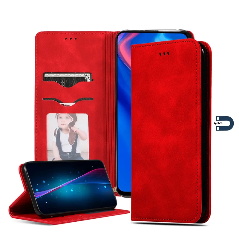 Красный Сенсорный Чехол-книжка чехол для samsung Galaxy A20E A50S A30S A20S A10S A70 A40 кожаный чехол A8+ A7 A9 бумажник чехол ТПУ книга - Цвет: Красный