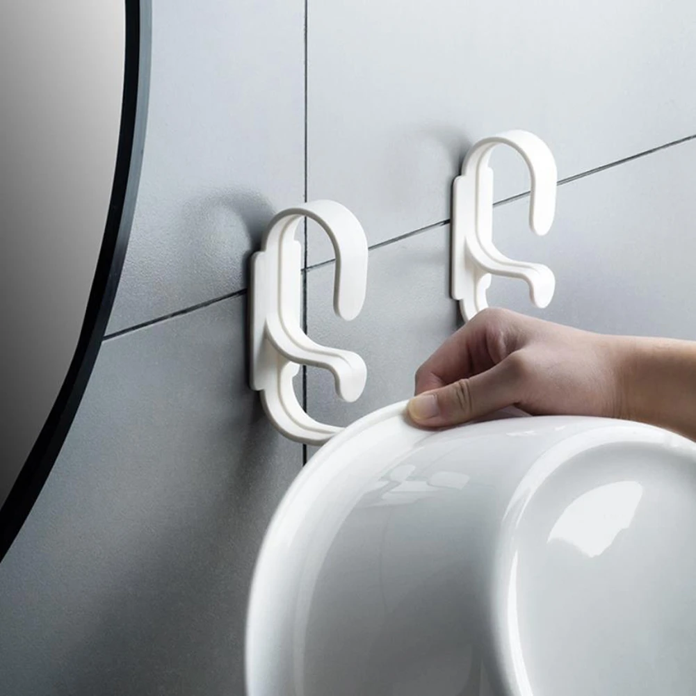 

Pothook Double-Layer Wall Mounted Hooks No Drilling Wall Hanger Storage Rack Bathroom Suction Hanging Pipe Household Tools