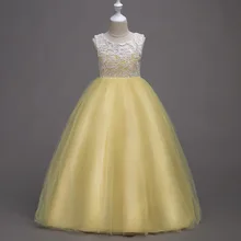 Свадебные кружевные платья для девочек; Детский костюм из тюля; многослойное газовое платье принцессы без рукавов; вечерние платья для подростков