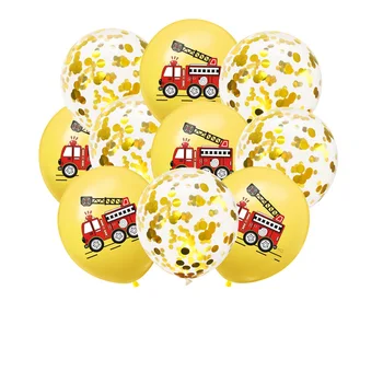 

10pcs Gold Orange Fire Truck Party Balloon Latex Birthday Party Decorations Kids Globos Cumpleanos Infantiles Birthday Balloons
