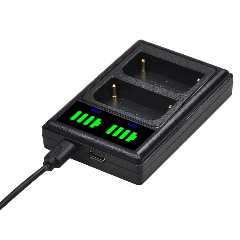 3 шт. Аккумулятор для камеры с двойным зарядным устройством и портом USB type