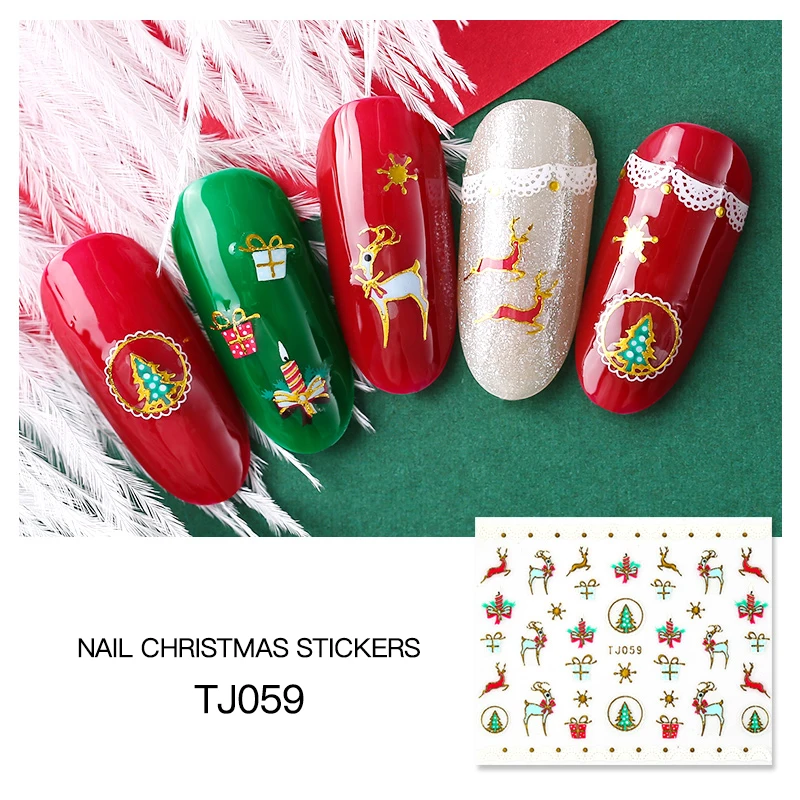 Новинка, зимние рождественские слайдеры, наклейки для ногтей, наклейки для ногтей, сделай сам, аксессуары для маникюра, Водные Переводные фольга, Рождественский подарок - Цвет: XQXTH-35